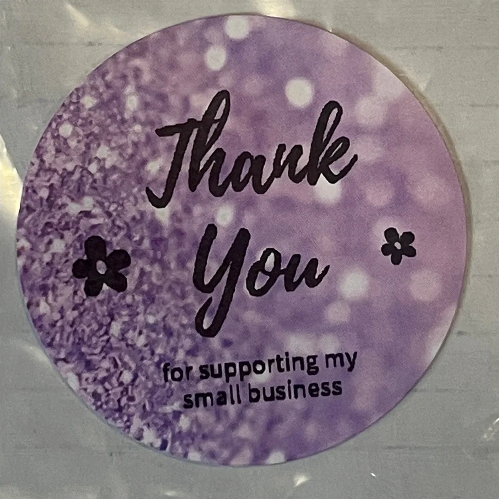 (50) 2” Purple Thank You Stickers Hand Crafted